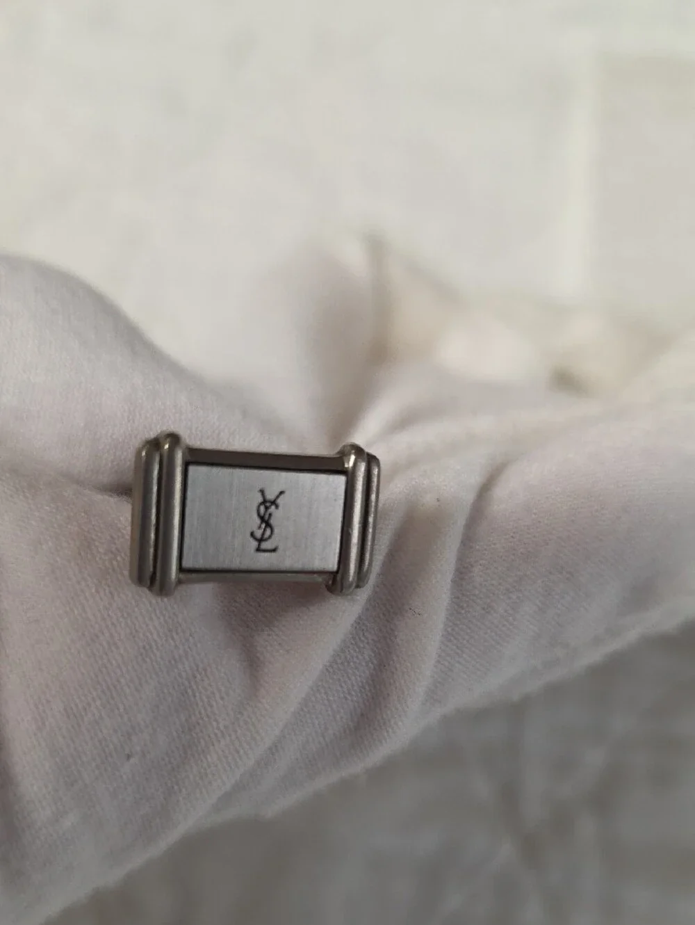 Vintage Yves Saint Laurent Silver-Tone Rectangular Cufflinks